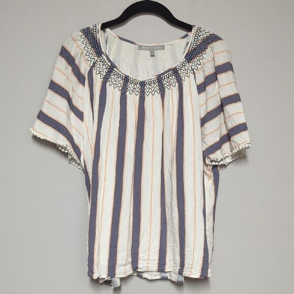 Daniel Rainn Women's Striped Top - Blue and White - Picture 1 of 5